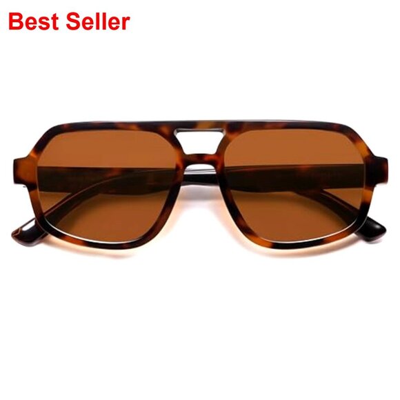 Retro Aviator Sunglasses Polarized Oversized Square Frame 70s Vintage main image 4